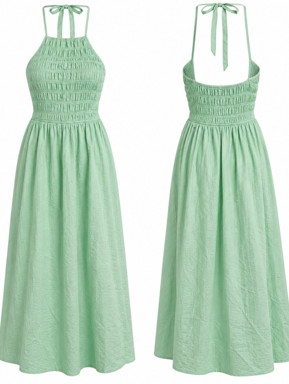NWT Solid & Striped Green Smocked Halter Maxi Dress XL Coastal Resort Cruise